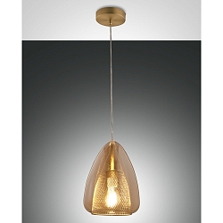 Luminaire à suspension BRITTON compatible avec Smartluce E27 IP20 ambre, laiton satiné