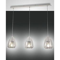 Pendant luminaire BRITTON, E27, IP20, Smartluce compatible, 3 flames, transparent