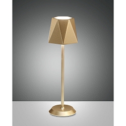 Lampe de table � accu KATY haut / bas, avec connexion USB, avec variateur tactile IP54, or mat gradable