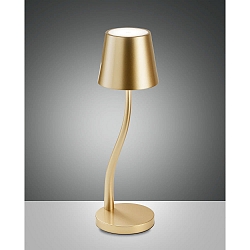Lampe de table � accu JUDY haut / bas, avec connexion USB, avec variateur tactile IP54, or mat gradable