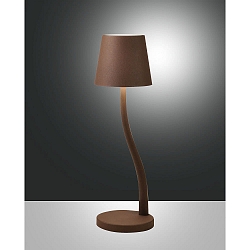 Lampe de table � accu JUDY haut / bas, avec connexion USB, avec variateur tactile IP54, brun rouille gradable
