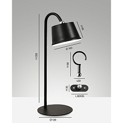 Lampe rechargeable ARMANDA IP54, noir  gradable
