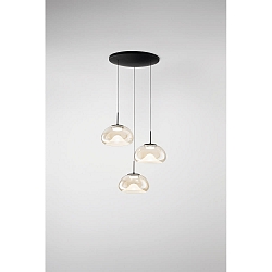 Luminaire à suspension BRENA 3 flammes, rond IP20, noir gradable