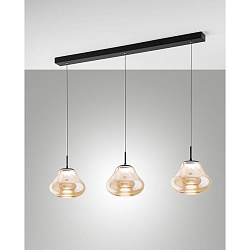Luminaire à suspension DEVA 3 flammes, langue IP20, noir gradable