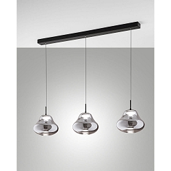 Luminaire à suspension DEVA 3 flammes, langue IP20, noir gradable