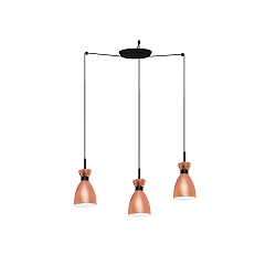 Luminaire à suspension RETRO 3 flammes E14 IP20, cuivre, mat 