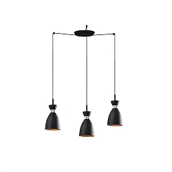 Luminaire à suspension RETRO 3 flammes E14 IP20, cuivre, noir mat 