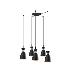 Luminaire à suspension RETRO 5 flammes E14 IP20, cuivre, noir mat 
