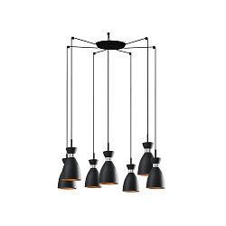 Luminaire à suspension RETRO 7 flammes E14 IP20, cuivre, noir mat 