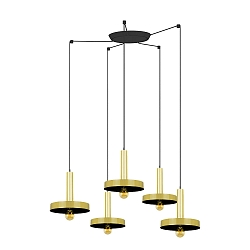 Luminaire à suspension WHIZZ 5 flammes E27 IP20, or, noir 