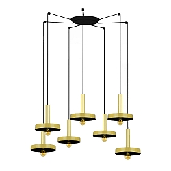 Luminaire à suspension WHIZZ 7 flammes E27 IP20, or, noir 
