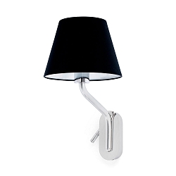Luminaire mural ETERNA E27 IP20, chrome, noir 