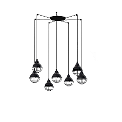 Luminaire à suspension CLAIRE 7 flammes E27 IP20, noir brillant 