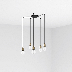 Luminaire à suspension ART 5 flammes E27 IP20, or antique 