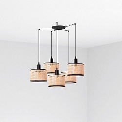 Luminaire à suspension MAMBO 5 flammes E27 IP20, noir mat 