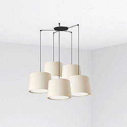 pendant luminaire CONGA 5 flames E27 IP20, black matt, white 