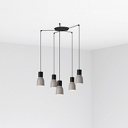 Luminaire à suspension KOMBO 5 flammes E27 IP20, gris, noir mat 