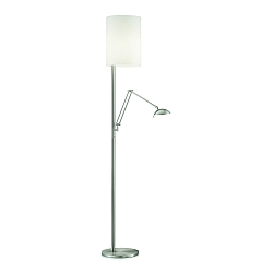 Lampadaire 952 avec bras articul�, avec spot LED IP20, nickel mat, blanc mat gradable