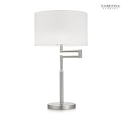 Lampe de table LILO-T cylindrique E27 IP20, chrome, nickel mat, blanche