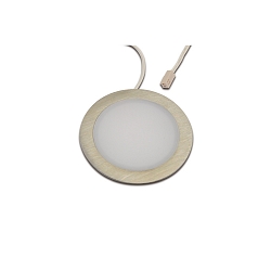 Luminaires pour meuble FAR 68 rond, avec prise de courant, avec diffuseur IP20, acier inoxydable bross� gradable
