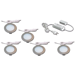 Profil d'installation FR 78-LED rond, lot de 5 IP20, acier inoxydable, opale gradable