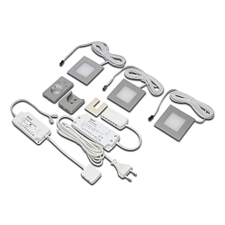 Lumière encastrée DYNAMIC FQ 68-LED carré, lot de 3, Tunable White, avec télécommande IP20, acier inoxydable