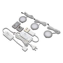 Lumière encastrée DYNAMIC FR 68-LED rond, lot de 3, Tunable White, avec télécommande IP20, acier inoxydable