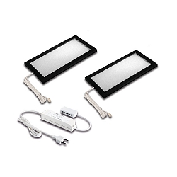 Eclairage sous meuble LED SKY conducteur inclus, lot de 2 IP20, opale, noir  12W 390lm 4000K CRI 80-89 21cm