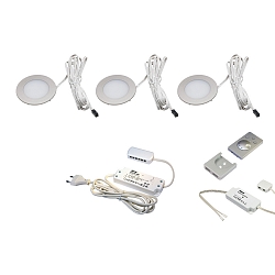 Luminaires pour meuble DYNAMIC FR 55-LED rond, lot de 3, Tunable White, avec télécommande IP20, acier inoxydable