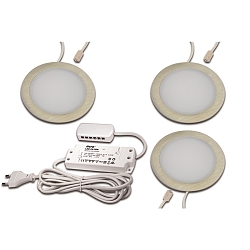 Lumi�re encastr�e FAR-68 rond, lot de 3 IP20, acier inoxydable, opale  12W 810lm 4000K >80� >80� CRI 90-100