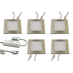 Lumi�re encastr�e FAQ-68 angulaire, lot de 5 IP20, acier inoxydable, opale  20W 1350lm 4000K >80� >80� CRI 90-100