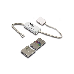 Contr�leur 24V RGB 4 fois, version pour montage en surface, RGB, contr�lable par radio, avec t�l�commande, blanc mat
