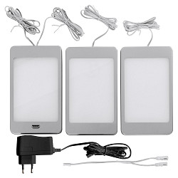 Eclairage sous meuble SASKIA plat, avec capteur, lot de 3, dimmable IP20, argent gradable 18W 789lm 3000K CRI 80 19.2cm