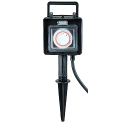 2-way power distributor DUBAI with 1,5m connection cable and plug, with timer