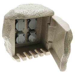 Colonne de prises STONE 4 fois, avec couvercle, granit