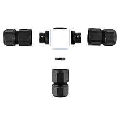 C�ble connecteur en T 3 p�les, noir 
