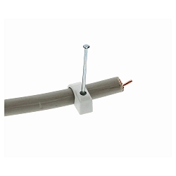 Cable clips pack of 50, flexible, for cable � 10-14mm, with nails 40mm, gray