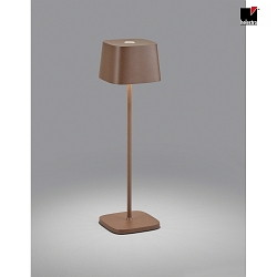battery table lamp KORI square, indirect, with touch dimmer IP65, brown, rust dimmable