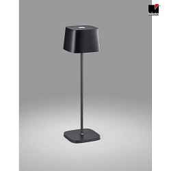 Lampe de table  accu KORI angulaire, indirect, avec variateur tactile IP65, noir mat gradable