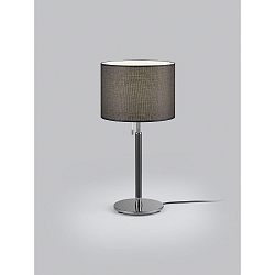 Lampe de table OPPO avec abat-jour, avec chaîne d'interrupteur à tirette E27 IP20, noir mat, chrome noir 