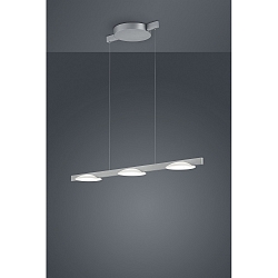 Luminaire à suspension POLE 3 flammes IP20, nickel mat, satiné, anodisé gradable