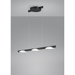 Luminaire à suspension POLE 3 flammes IP20, satiné, noir mat, anodisé gradable