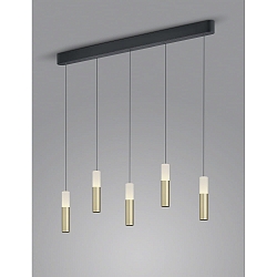 Luminaire à suspension LIDOS 5 flammes, direct / indirect IP20, noir mat gradable