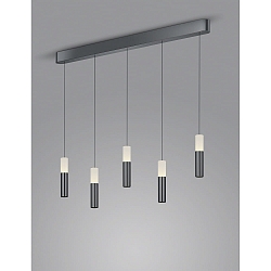 Luminaire à suspension LIDOS 5 flammes, direct / indirect IP20, chrome noir gradable