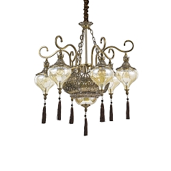 Lustre HAREM SP9 9 flammes E27 IP20, laiton antique
