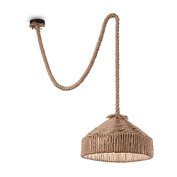 Pendant luminaire CANAPA, Ø 41cm / H 200cm, E27, black metal, with natural hemp rope