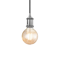 Luminaire à suspension FRIDA E27 IP20, chrome, noir 