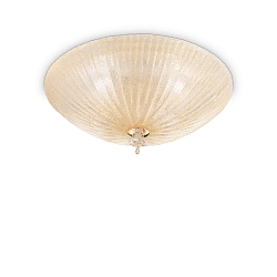 Luminaire de plafond SHELL 4 flammes E27 IP20, ambre, laiton