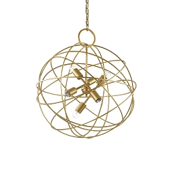 Luminaire à suspension KONSE 6 flammes E27 IP20, or, satiné