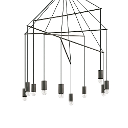 Pendant luminaire POP, 10 flames, Ø 90cm, E27, adjustable height